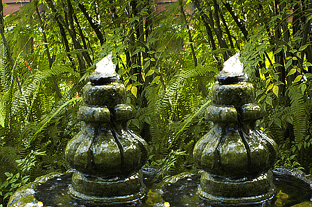 stereo pair of garden fountain
