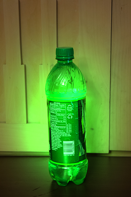 Glowing soda bottle